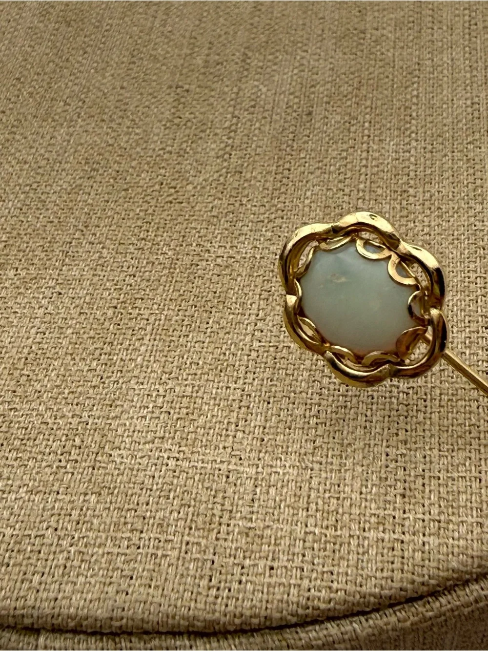 Gold Tone Opal Floral Stick Pin Brooch